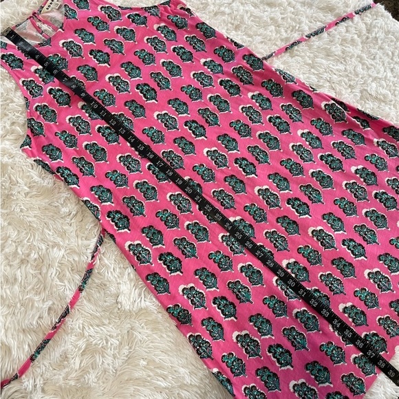 Boden | Block Print Swing Jersey Dress in Festival Pink - Picture 12 of 15
